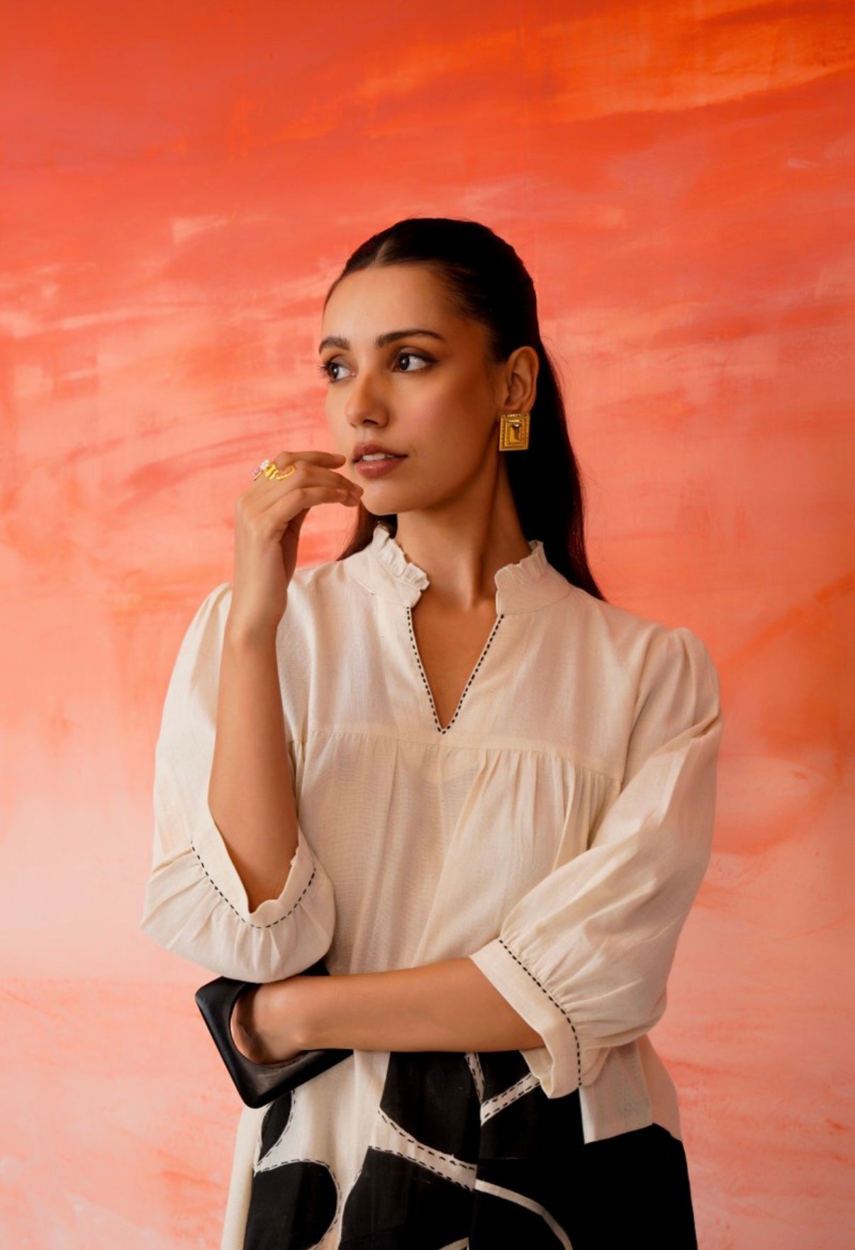 Monochrome Petals Midi Dress