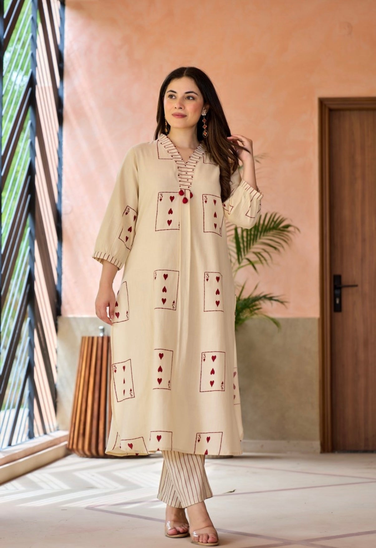 Hearts & Play Hand Embroidered Cotton Kurta Set