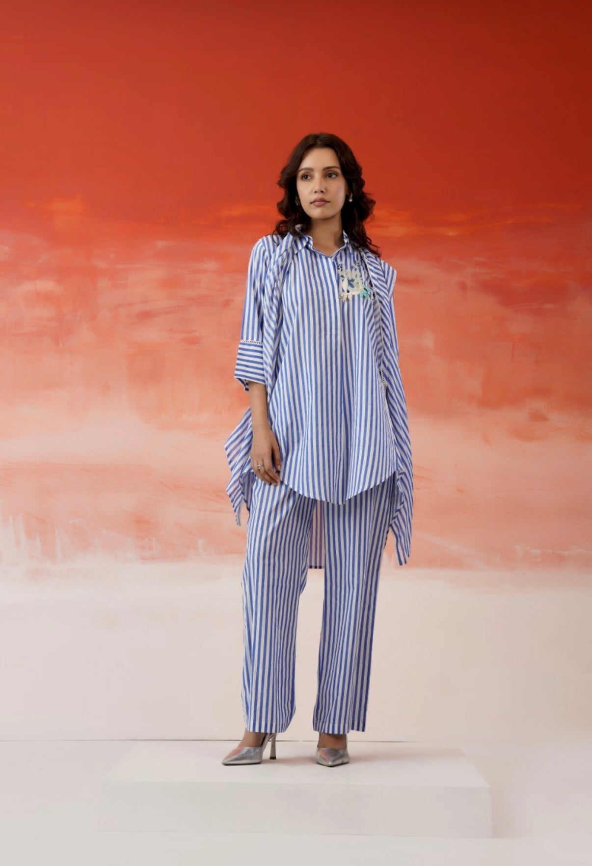 Blue Horizon Striped Cotton Co-ord Set