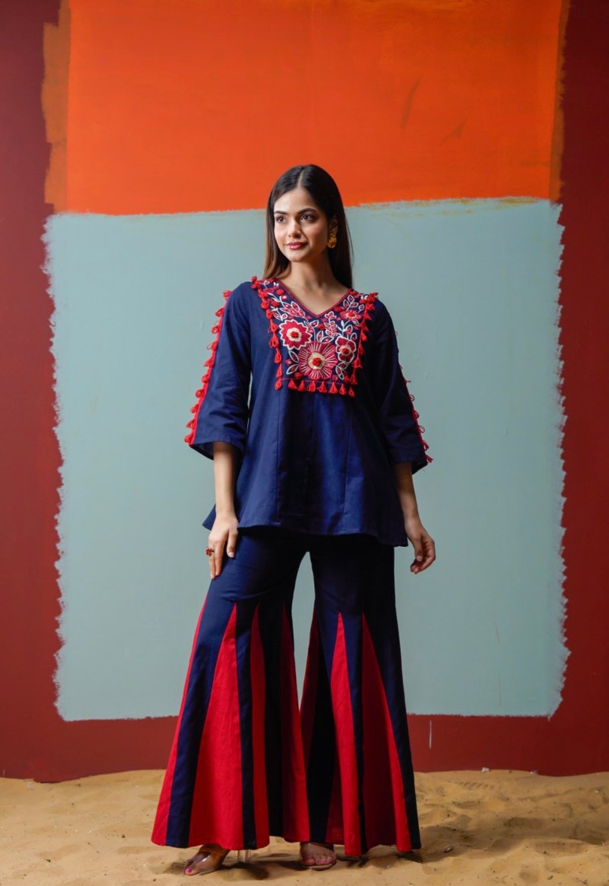 INDIGO GRACE EMBROIDERED COTTON CO-ORD SET