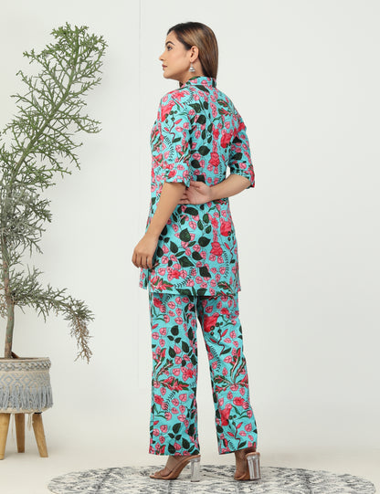 Dandelion On Collared Cotton Lounge Co-Ord Set