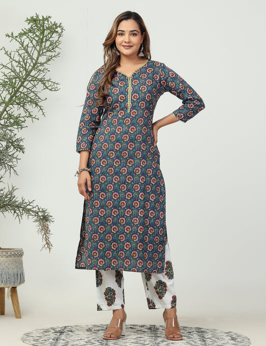 Ethnic beza 2piece suit (Blue)