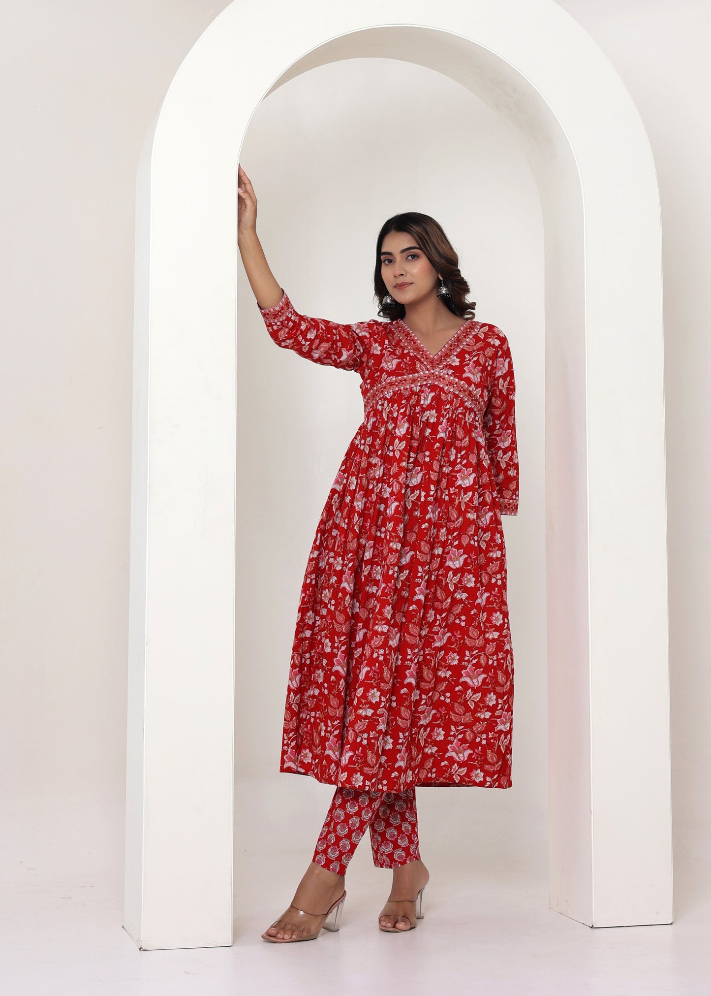 Aliya Cut in Red floral print