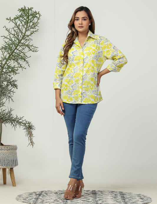 Yellow Floral Printed Shirt