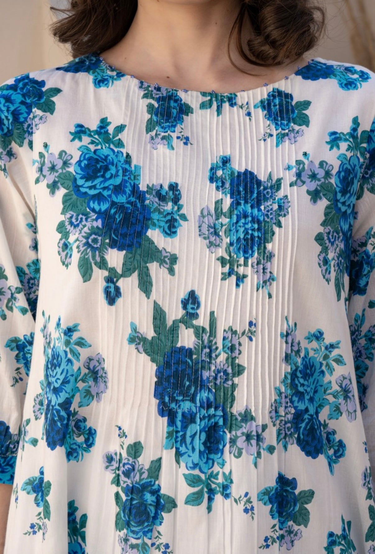 Blue Petal Charm Cotton Kurta Set