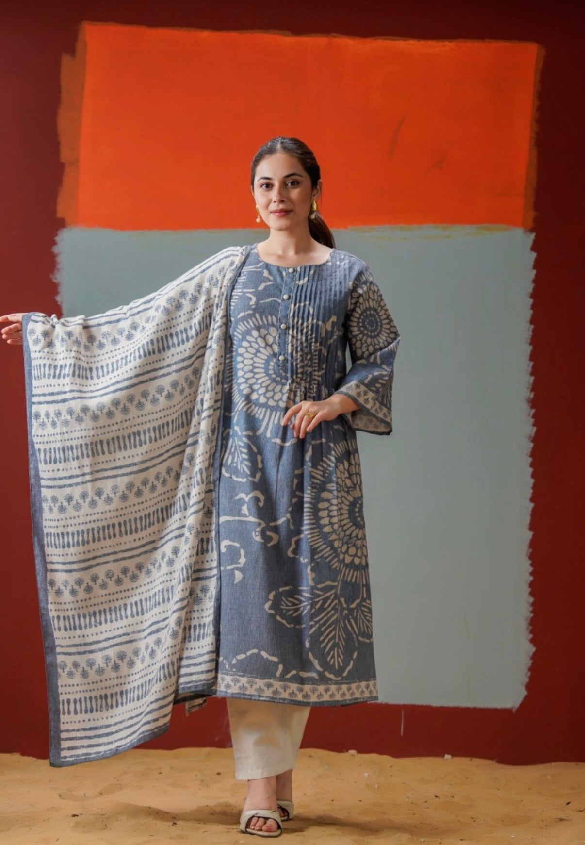 Prakriti Indigo Cotton Kurta Set With Duppata