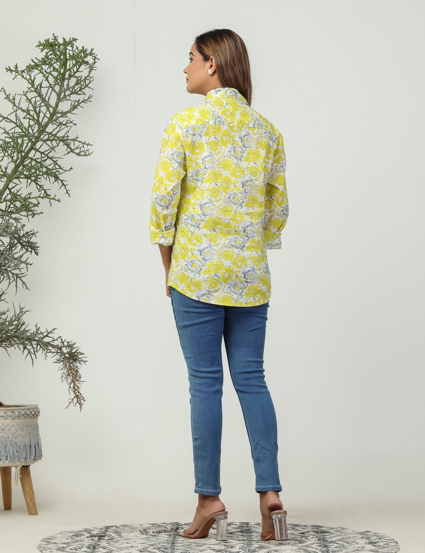 Yellow Floral Printed Shirt