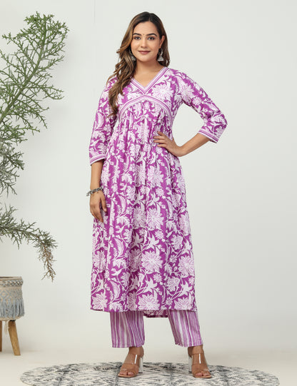 Purple Aliya Cut in floral print