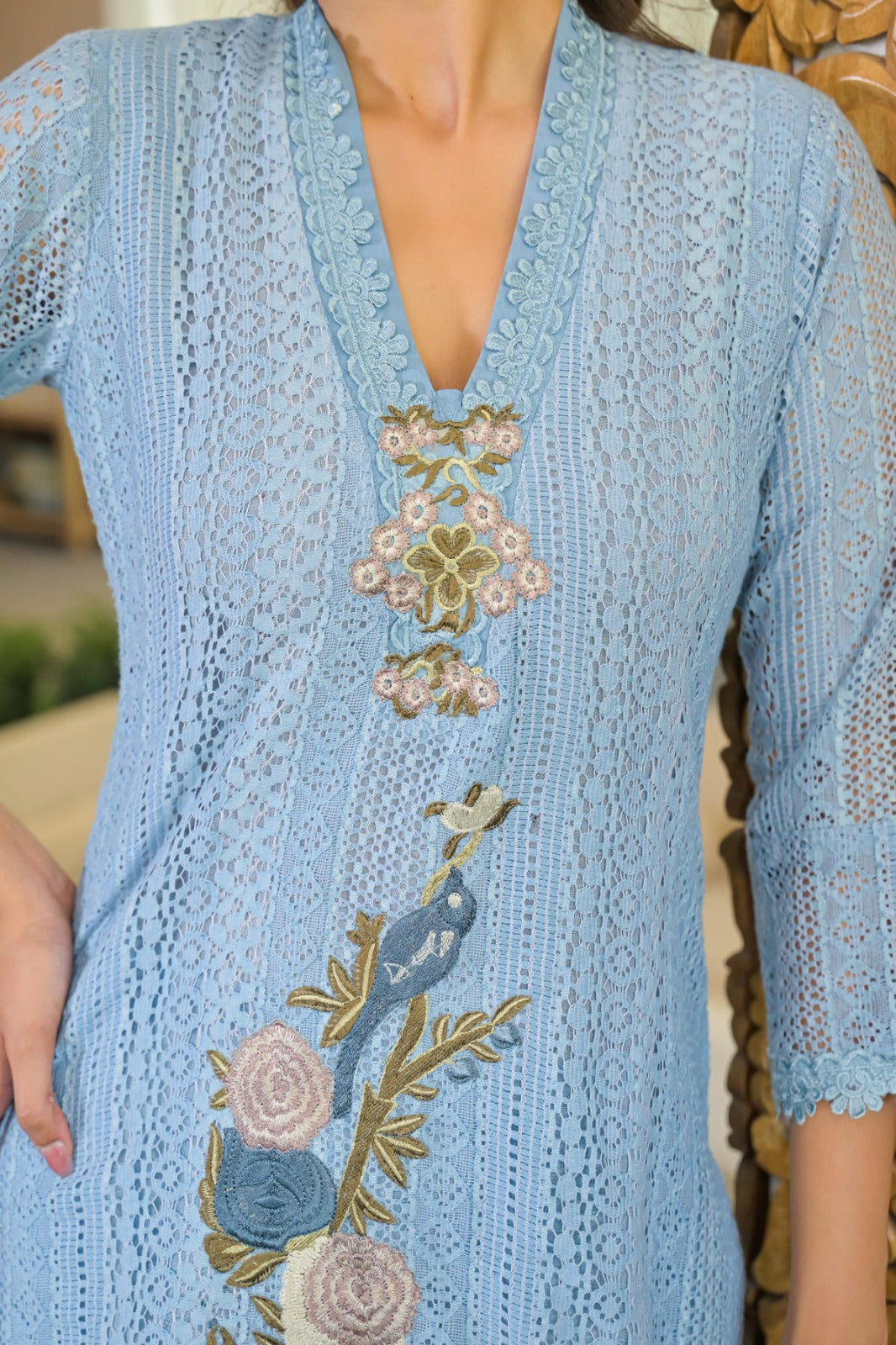 Aqua bloom lace farashi set