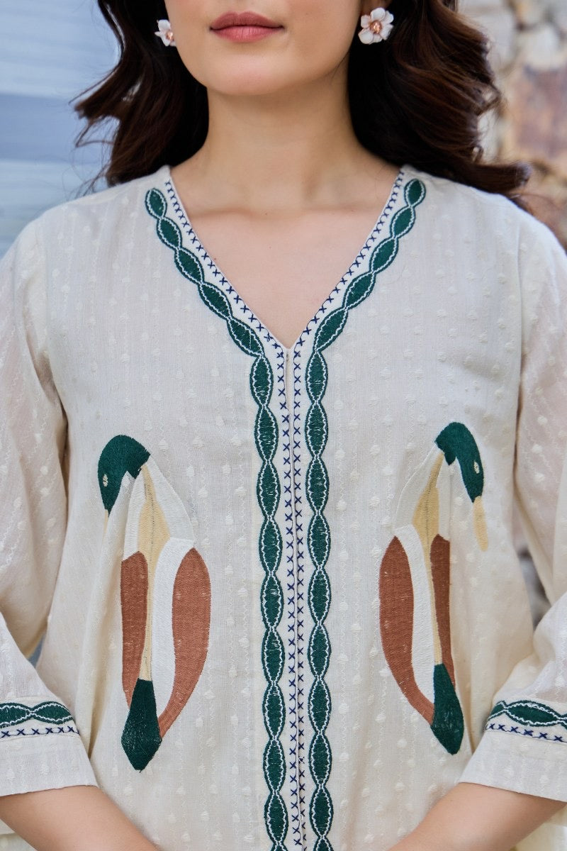 Wings Of Elegance Cotton Embroidered Coord Set