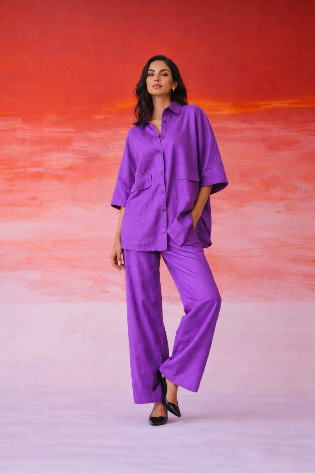 Purple Poise Cotton Co-ord Set