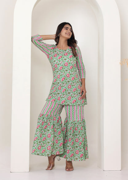 Pista Green Sharaara Set