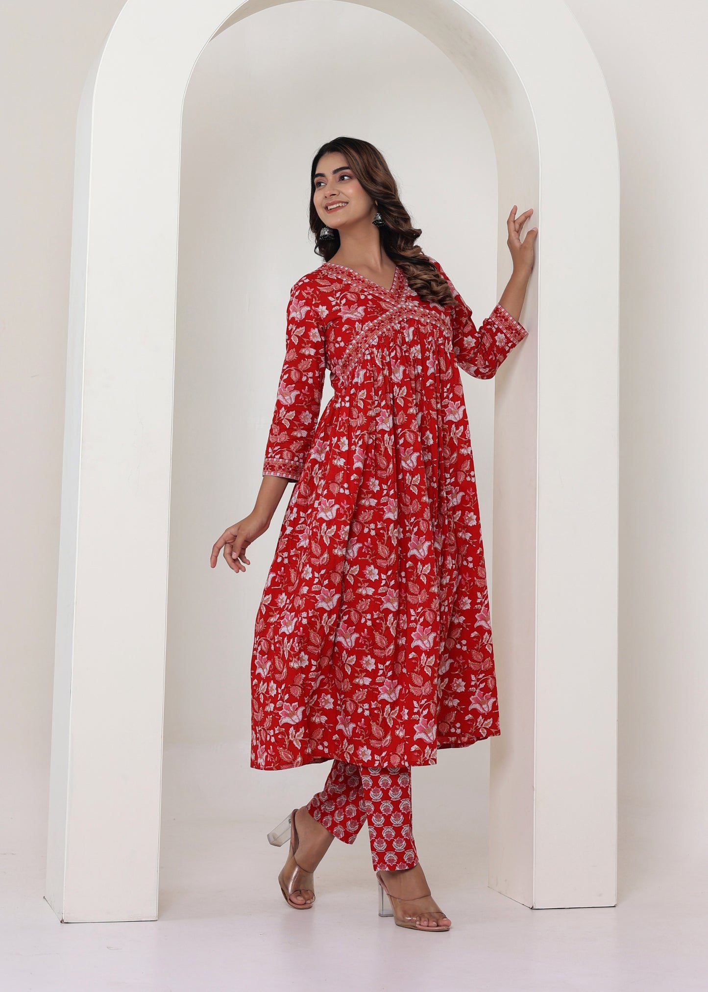 Aliya Cut in Red floral print