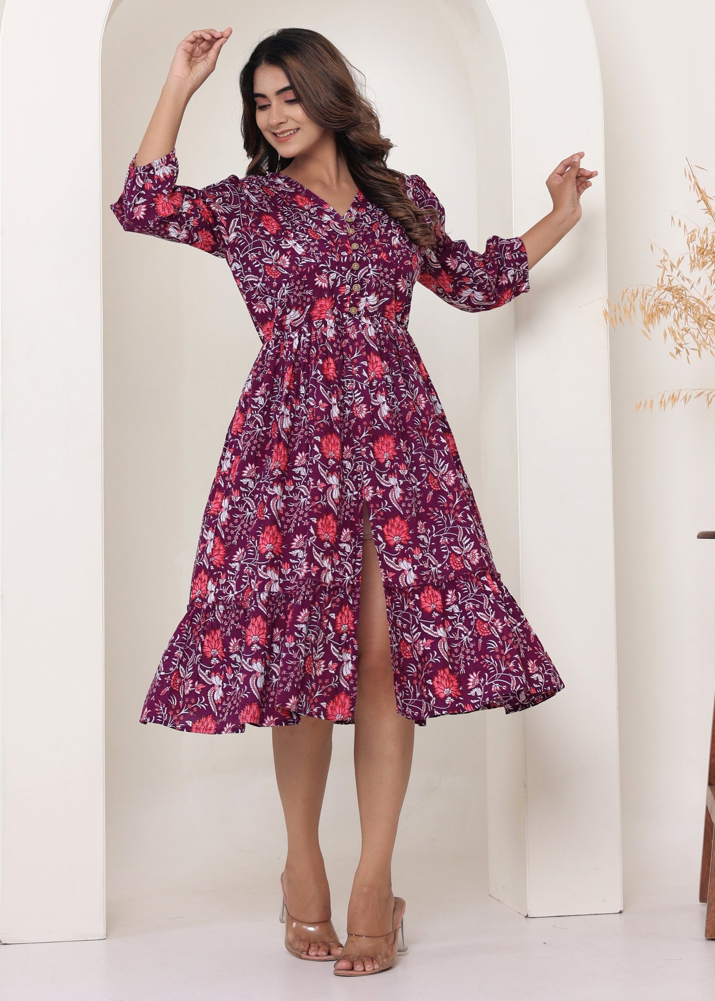 Purple Floral Middhi Dress