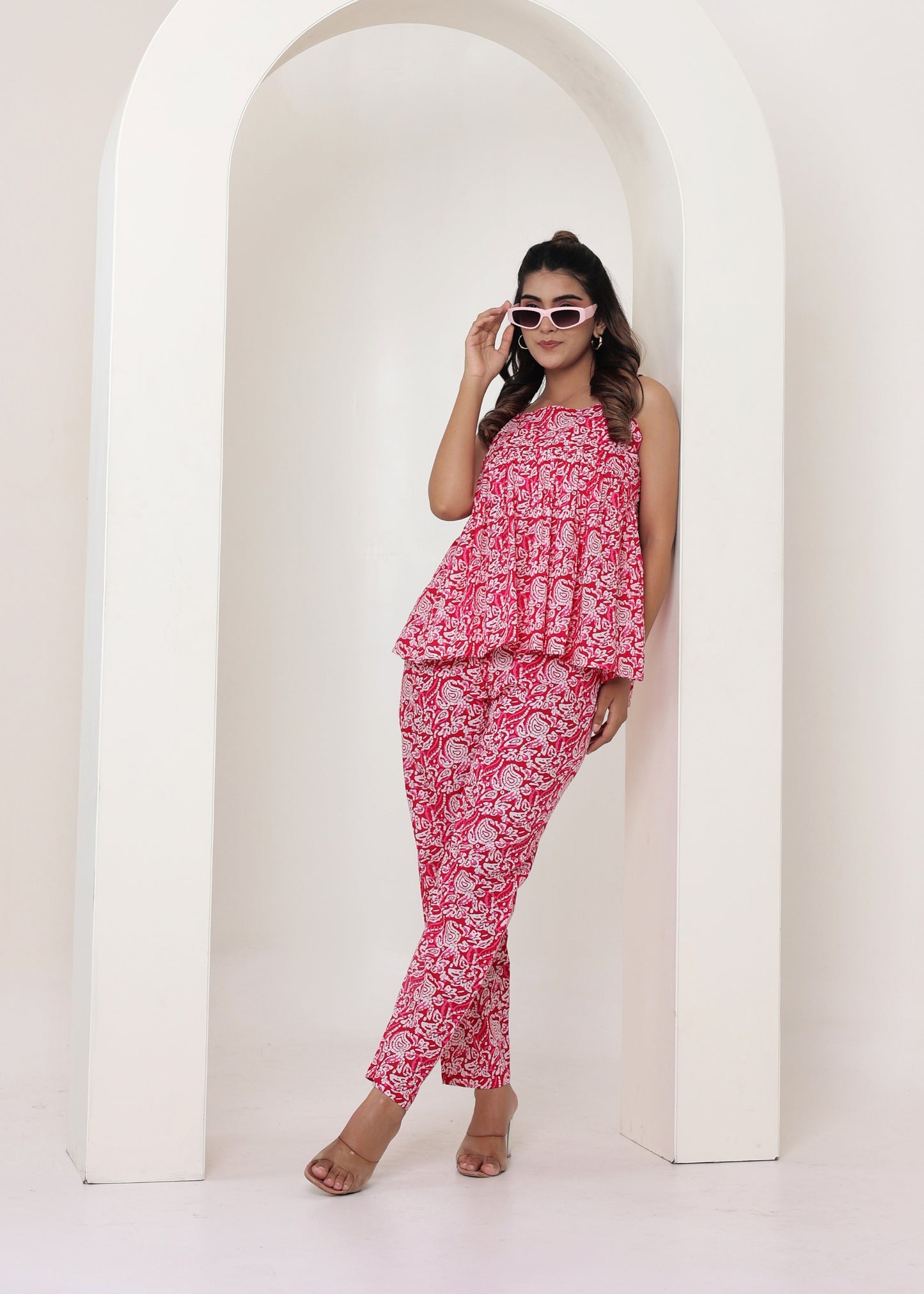 Pink White Floral Co-ord set