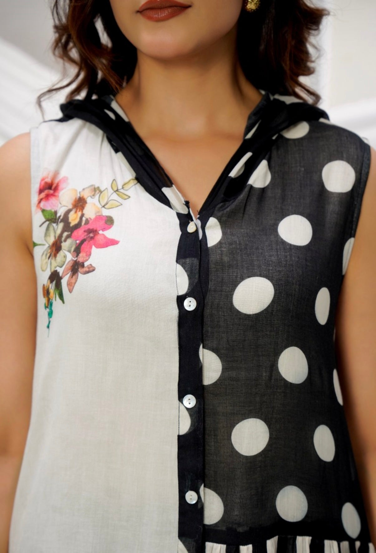 Timeless Black & White Beauty – Dots & Stripes Mal Cotton Kurta Set