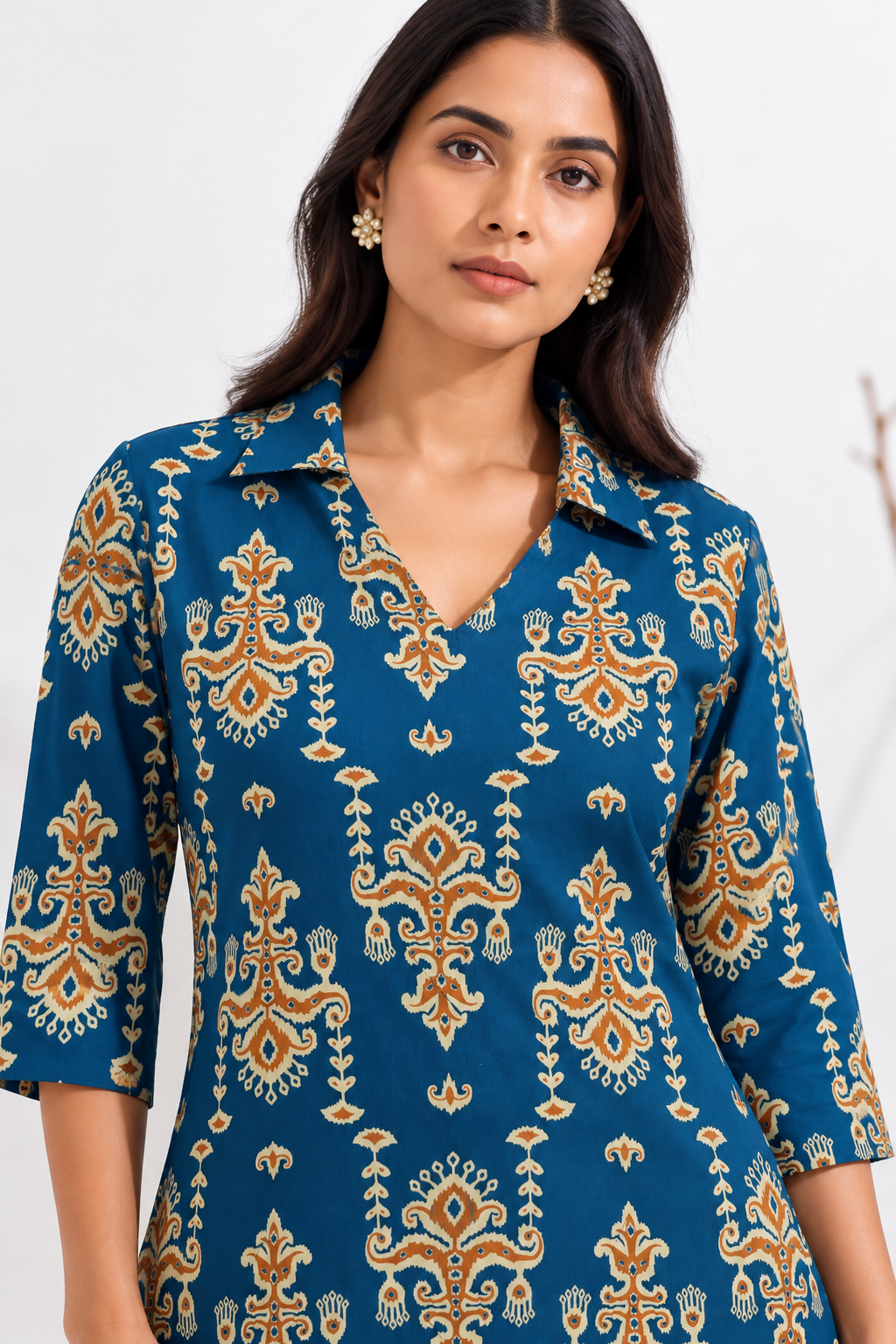 Teal motif charm kurta set