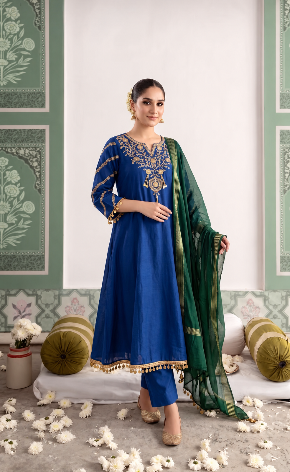 Peacock dusk glam suit set