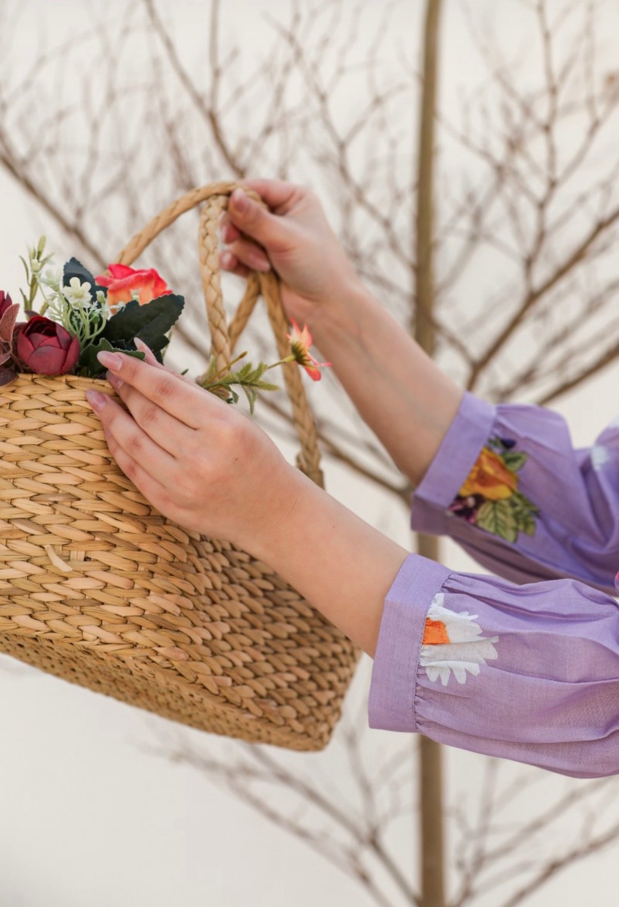 Floral Lavender Bloom Cotton Kurta Set Summer Ethnic Wear