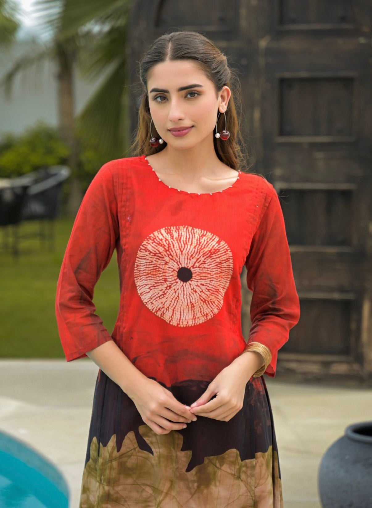 Scarlet Bloom Modern Cotton Kurta Set