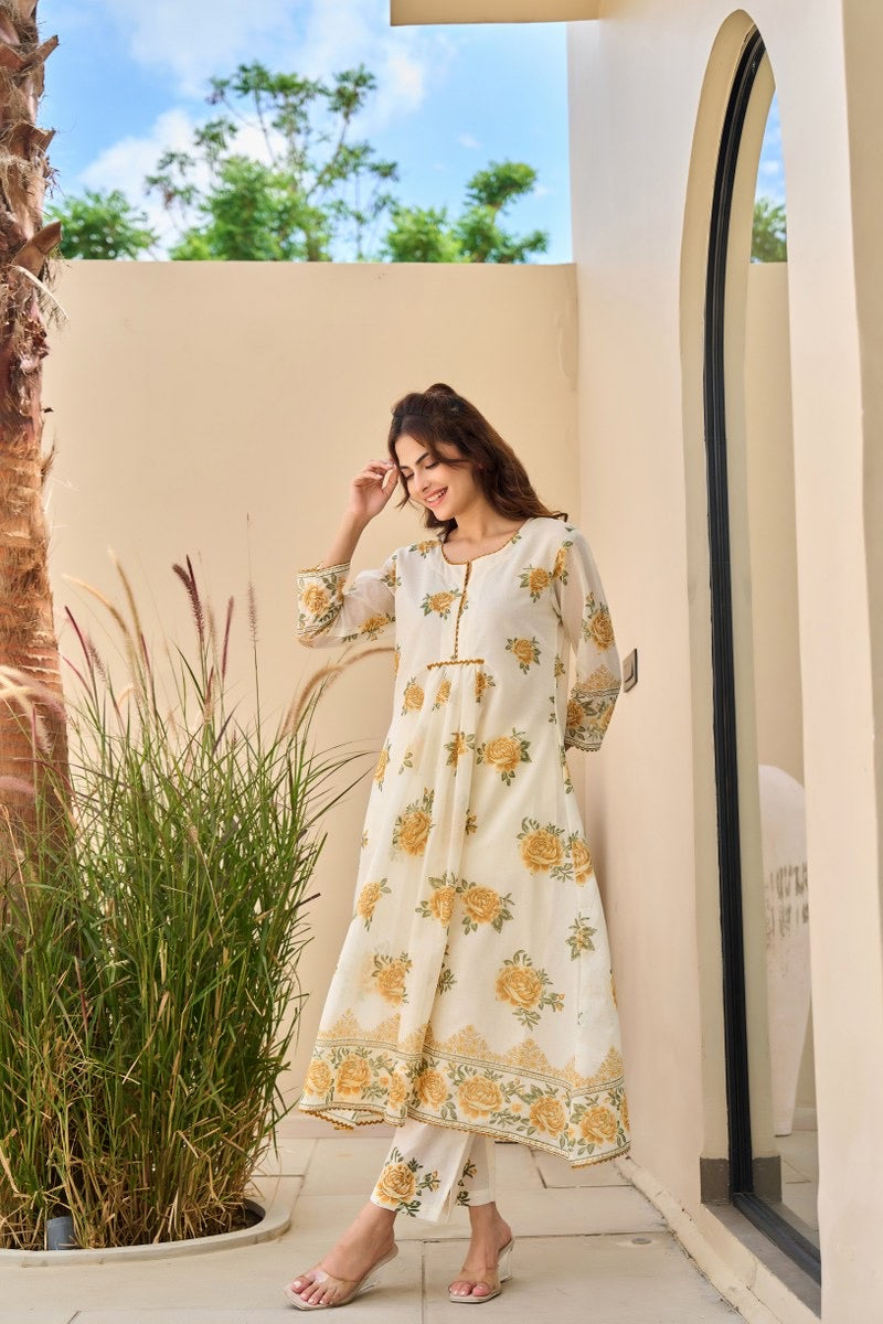 Sunlit Rose Printed Kurta Set