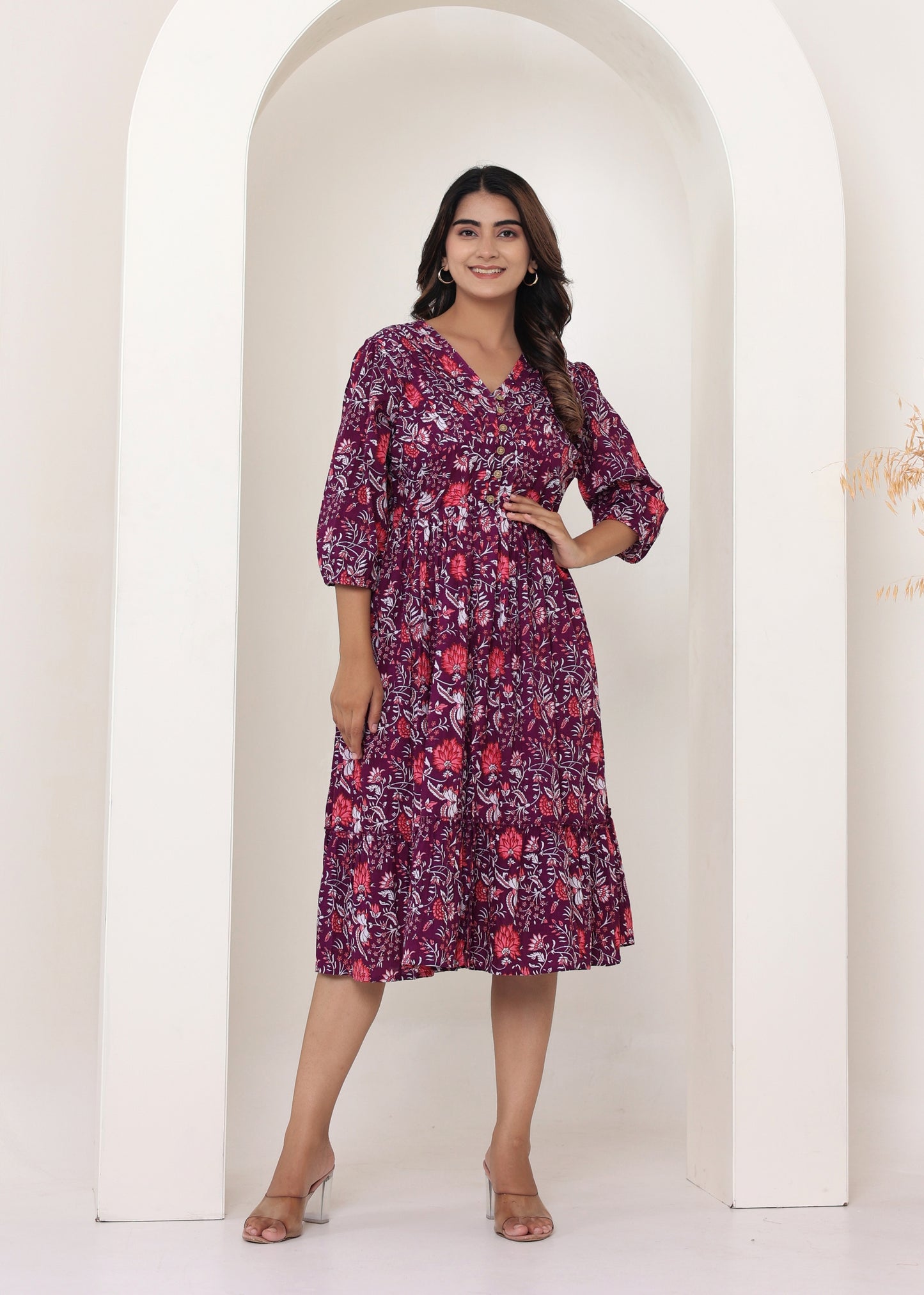 Purple Floral Middhi Dress