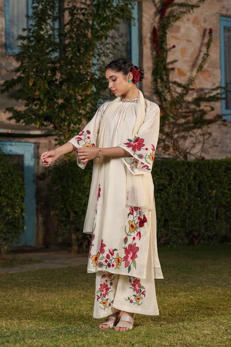Vedika Cotton Fooral Embroidered Suit Set