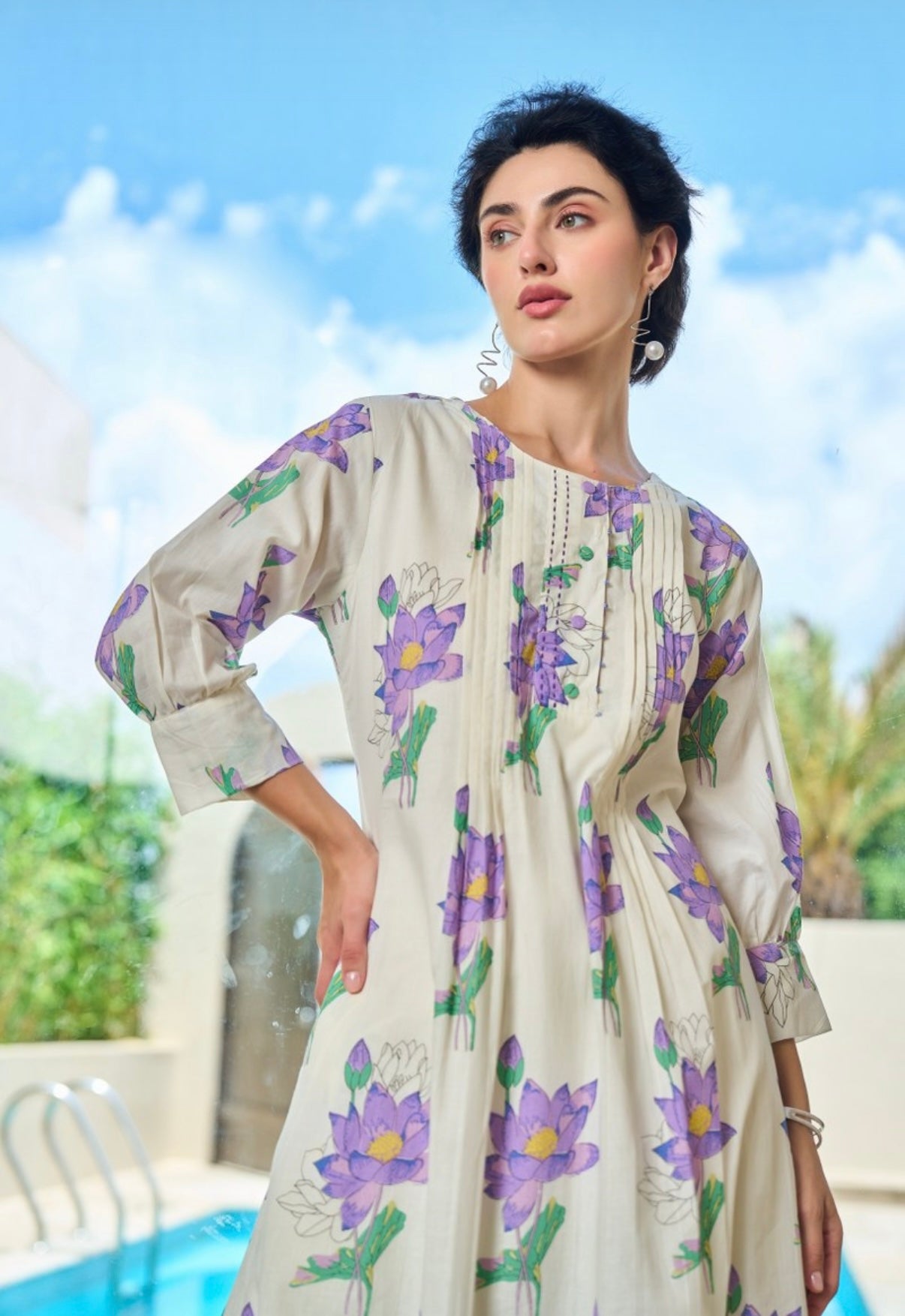 Lavender Lotus Grace Cotton Kurta Set