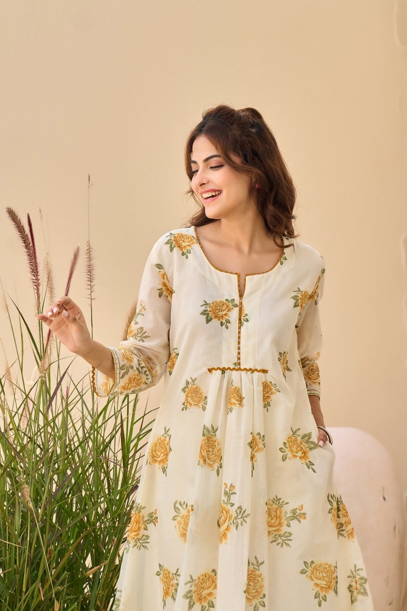 Sunlit Rose Printed Kurta Set