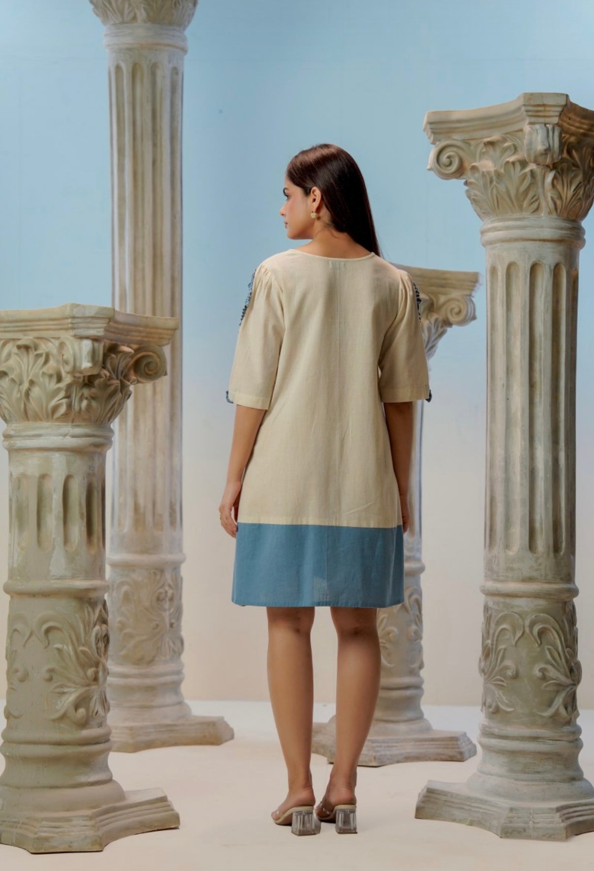 Coastal Appliqué Detail Cotton Dress