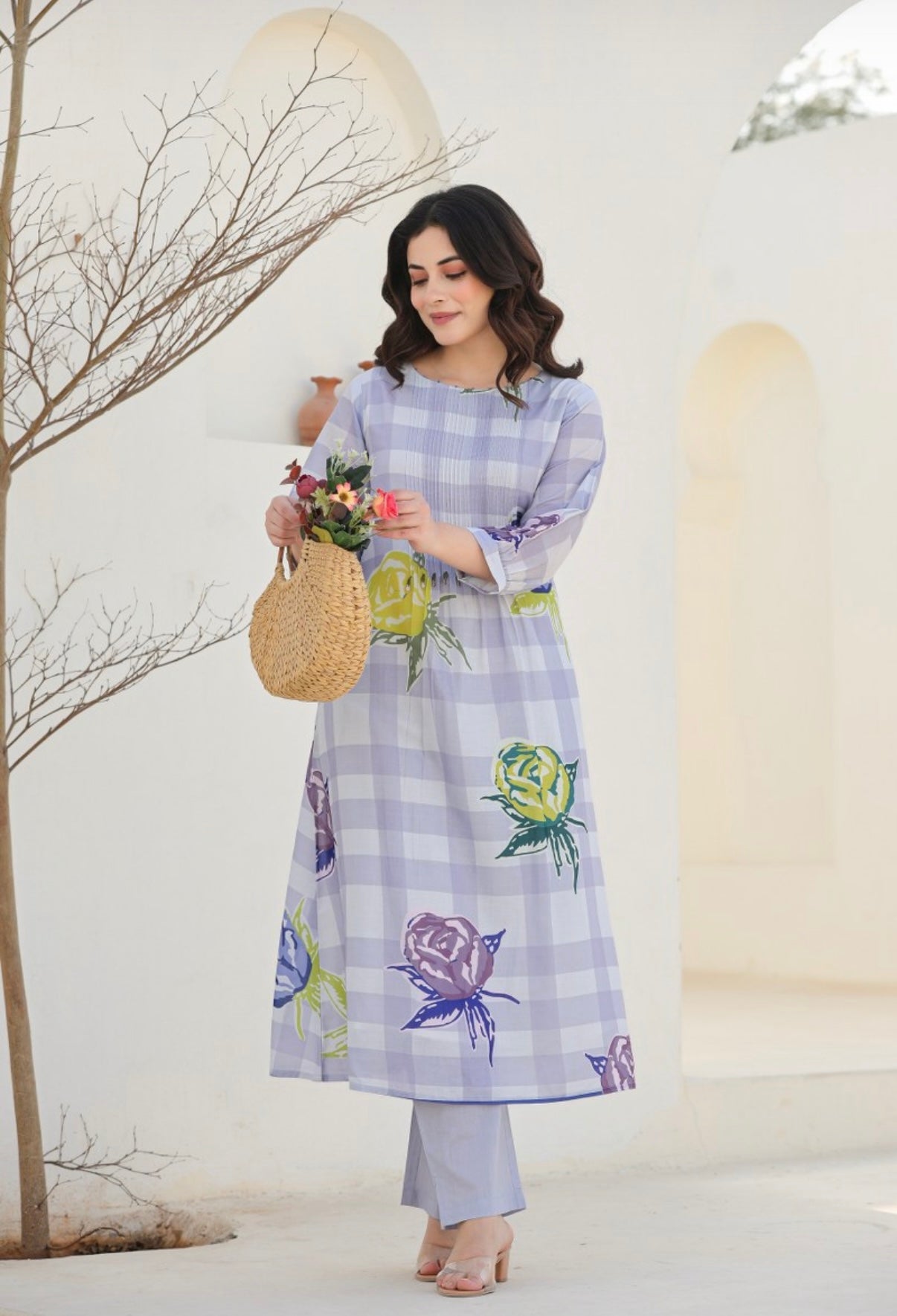URBAN BLOSSOM FLORAL COTTON KURTA SET
