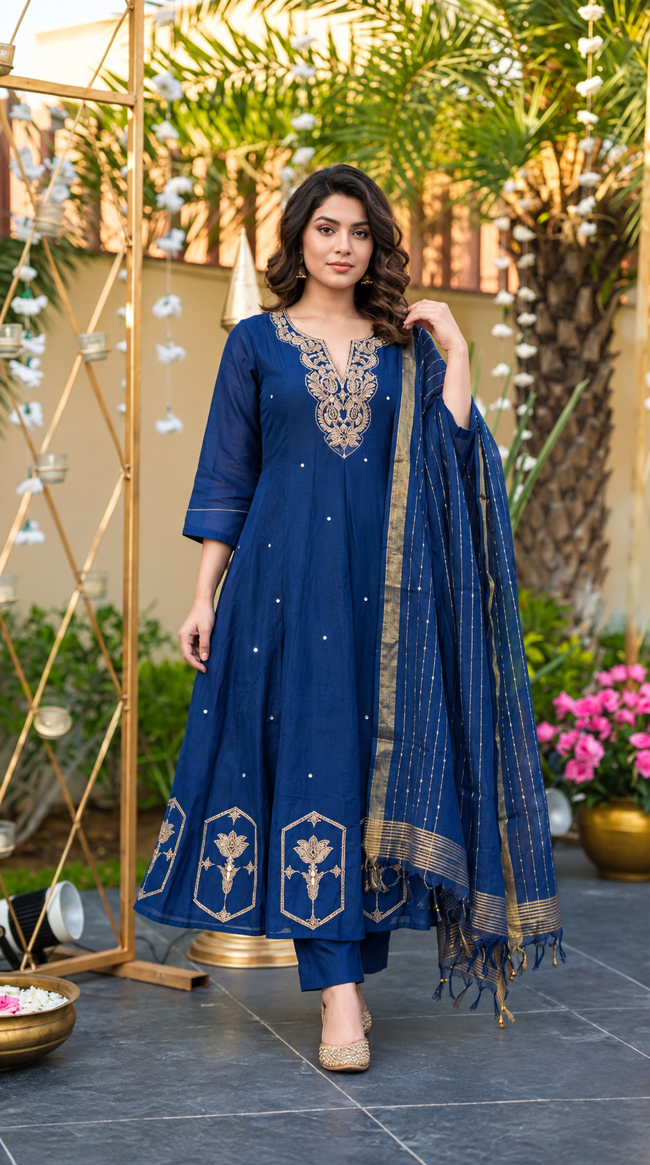 Midnight charm floral embroidered kurta set