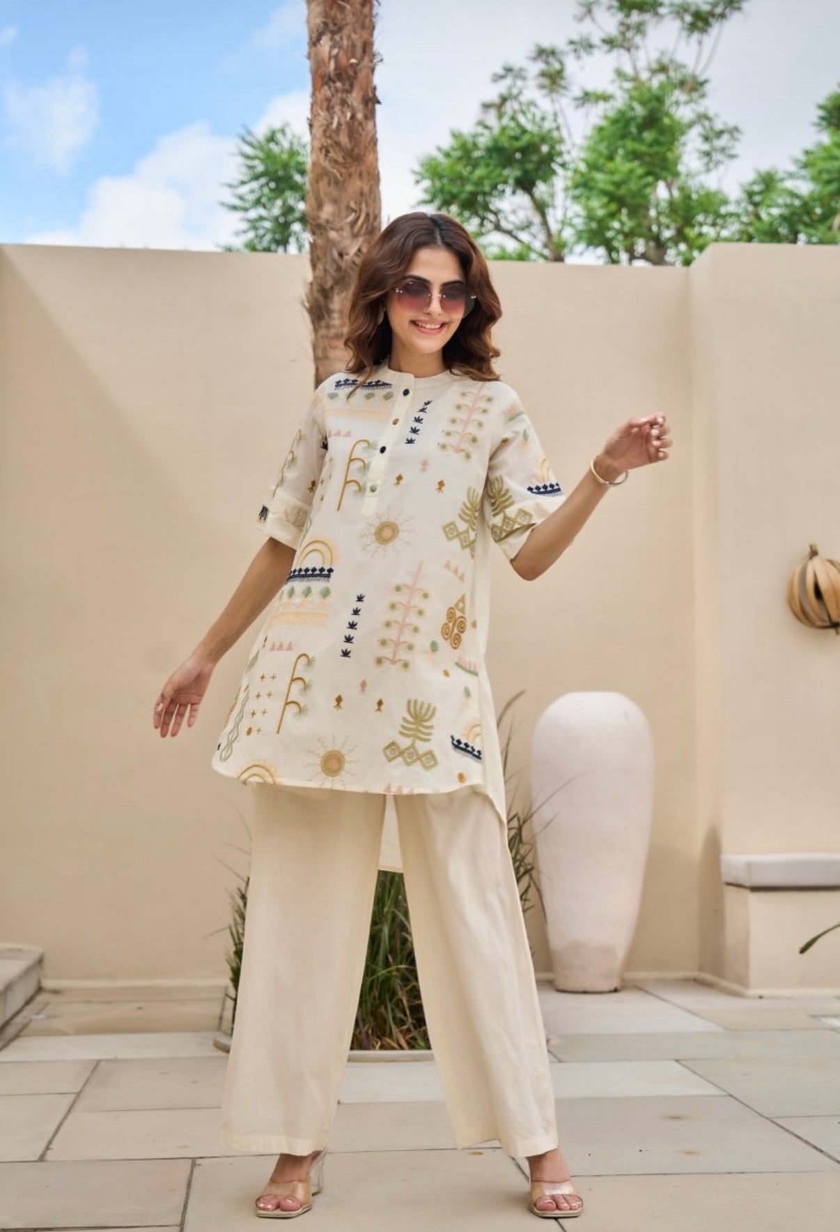 Classic Cream Embroidered Co-ord Set