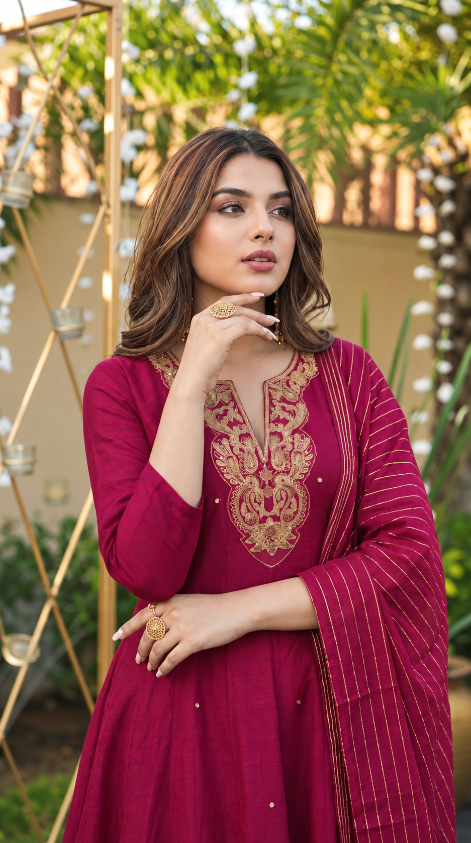 Ruby charm floral embroidered kurta set
