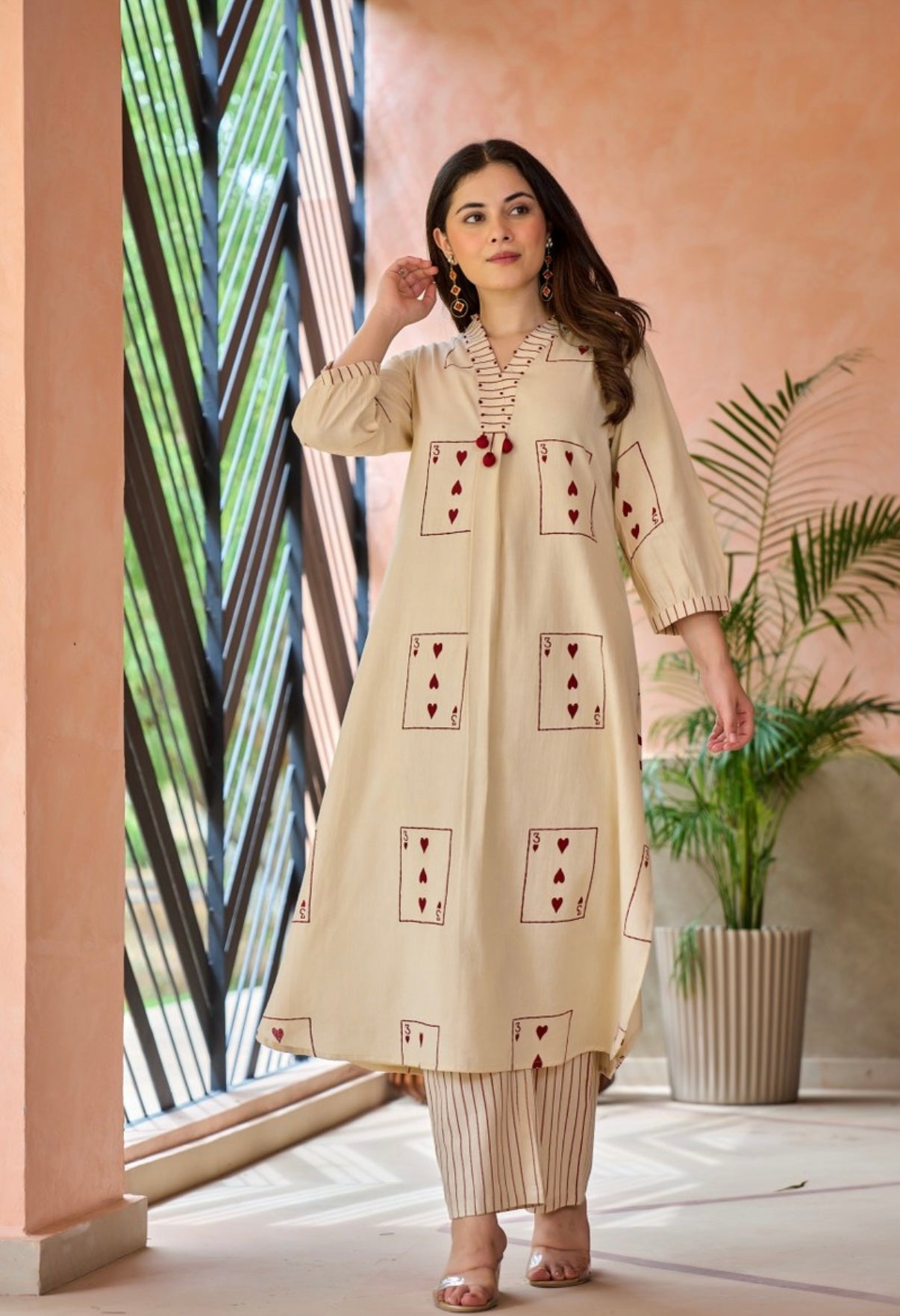Hearts & Play Hand Embroidered Cotton Kurta Set