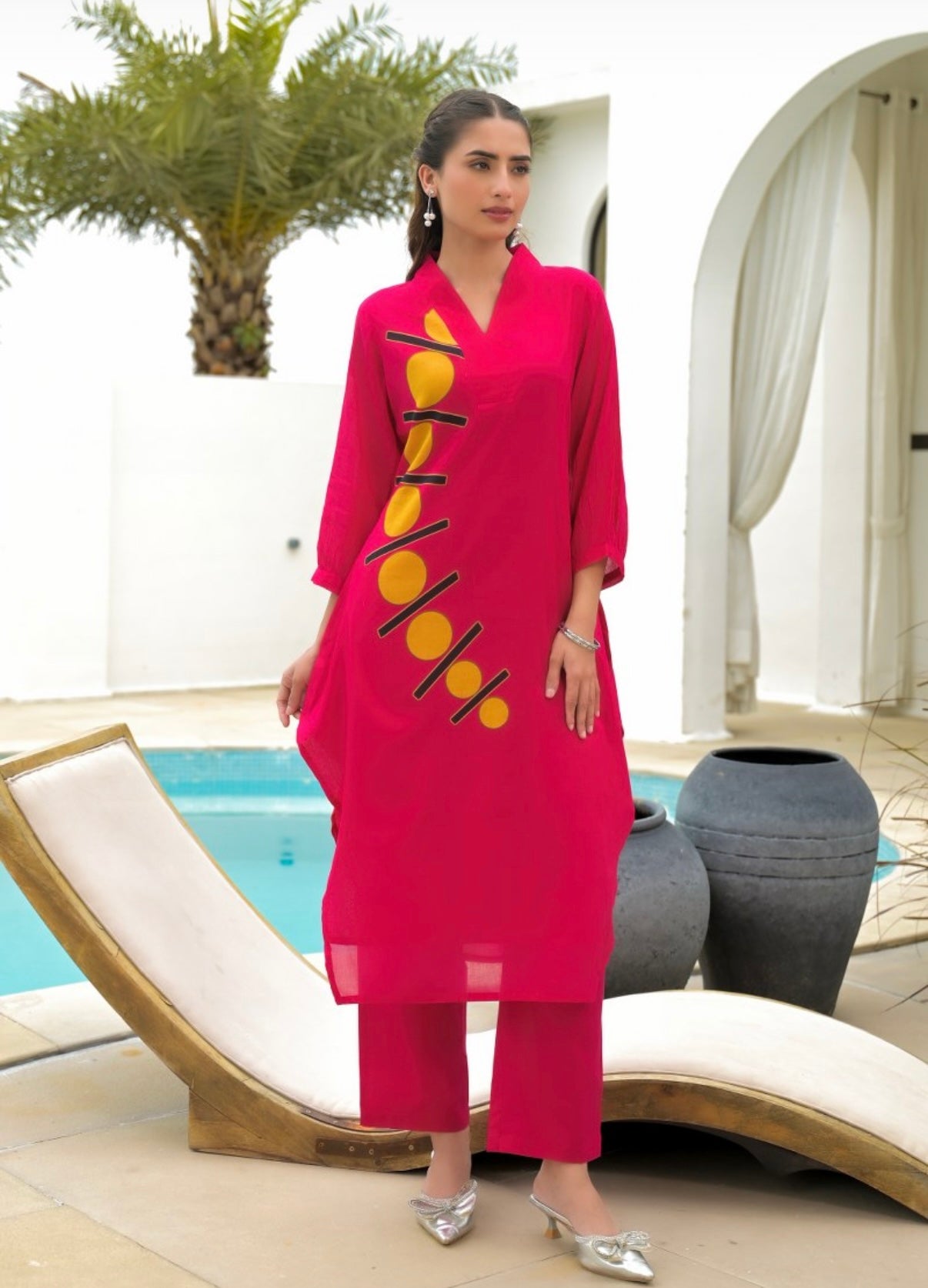 Fuchsia Sol Berry Modern Cotton Kurta Set
