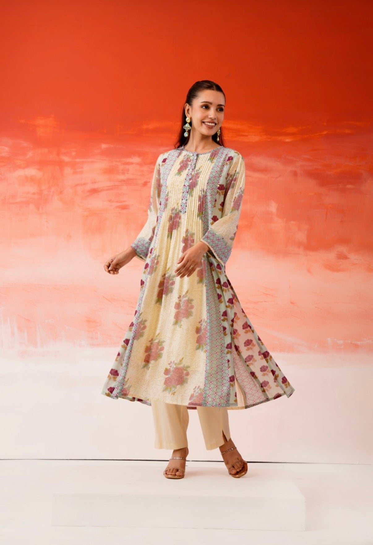 Soft Rose Meadow Cotton Kurta Set