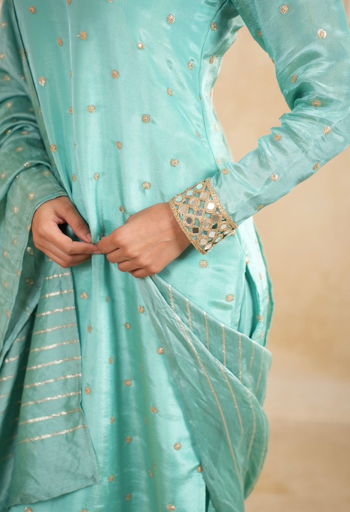 Aqua Radiance Mirror Embellished Kurta Set