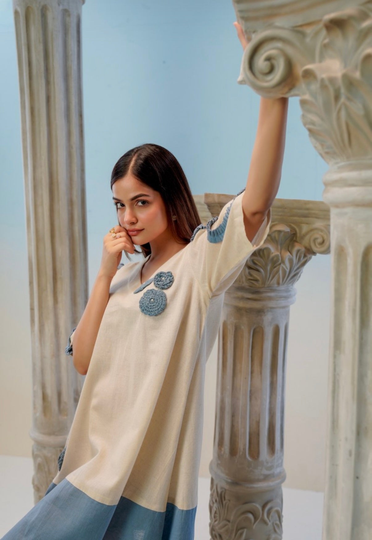 Coastal Appliqué Detail Cotton Dress
