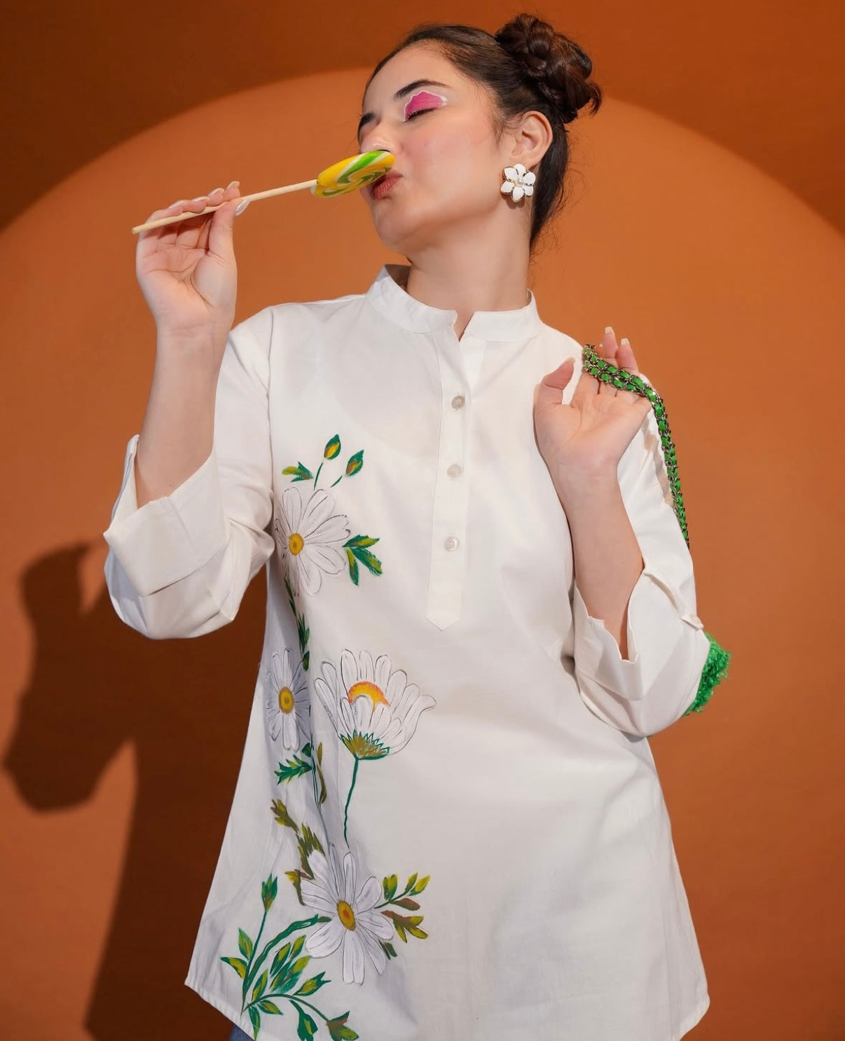 Floral Hand Painted Short Kurta