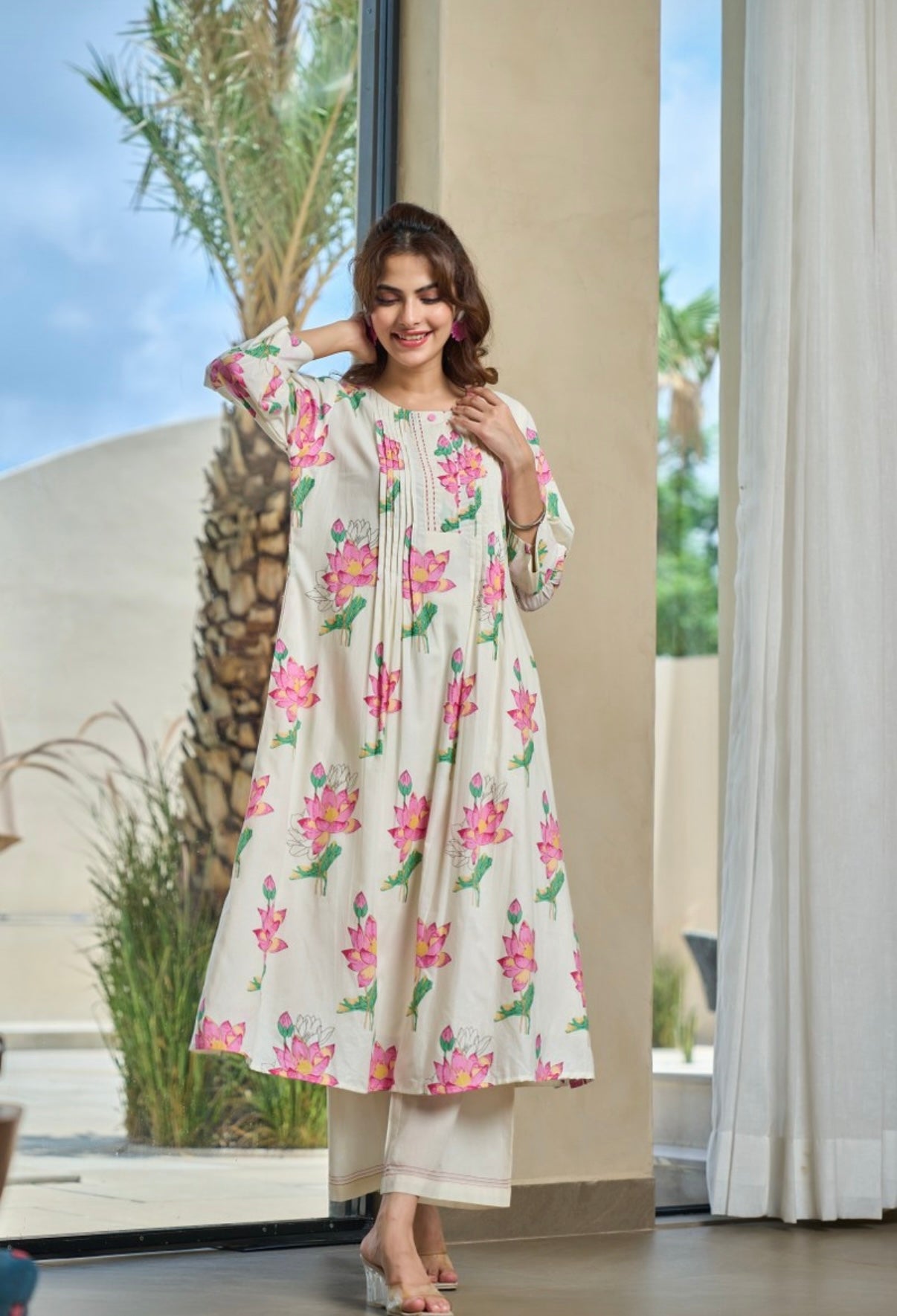 Blush Lotus Garden Kurta Set