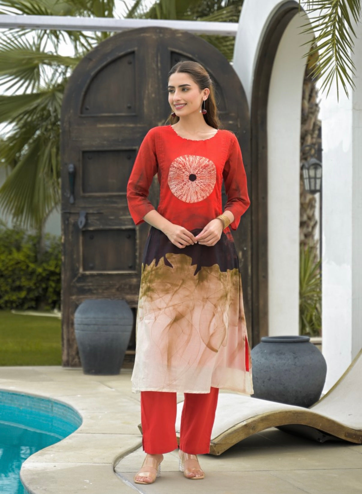 Scarlet Bloom Modern Cotton Kurta Set