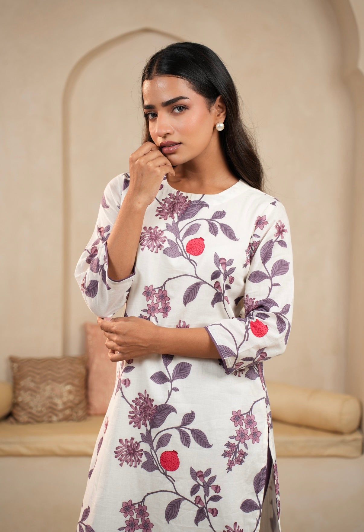 Pomegranate Garden Cotton Mal Mal Kurta Set