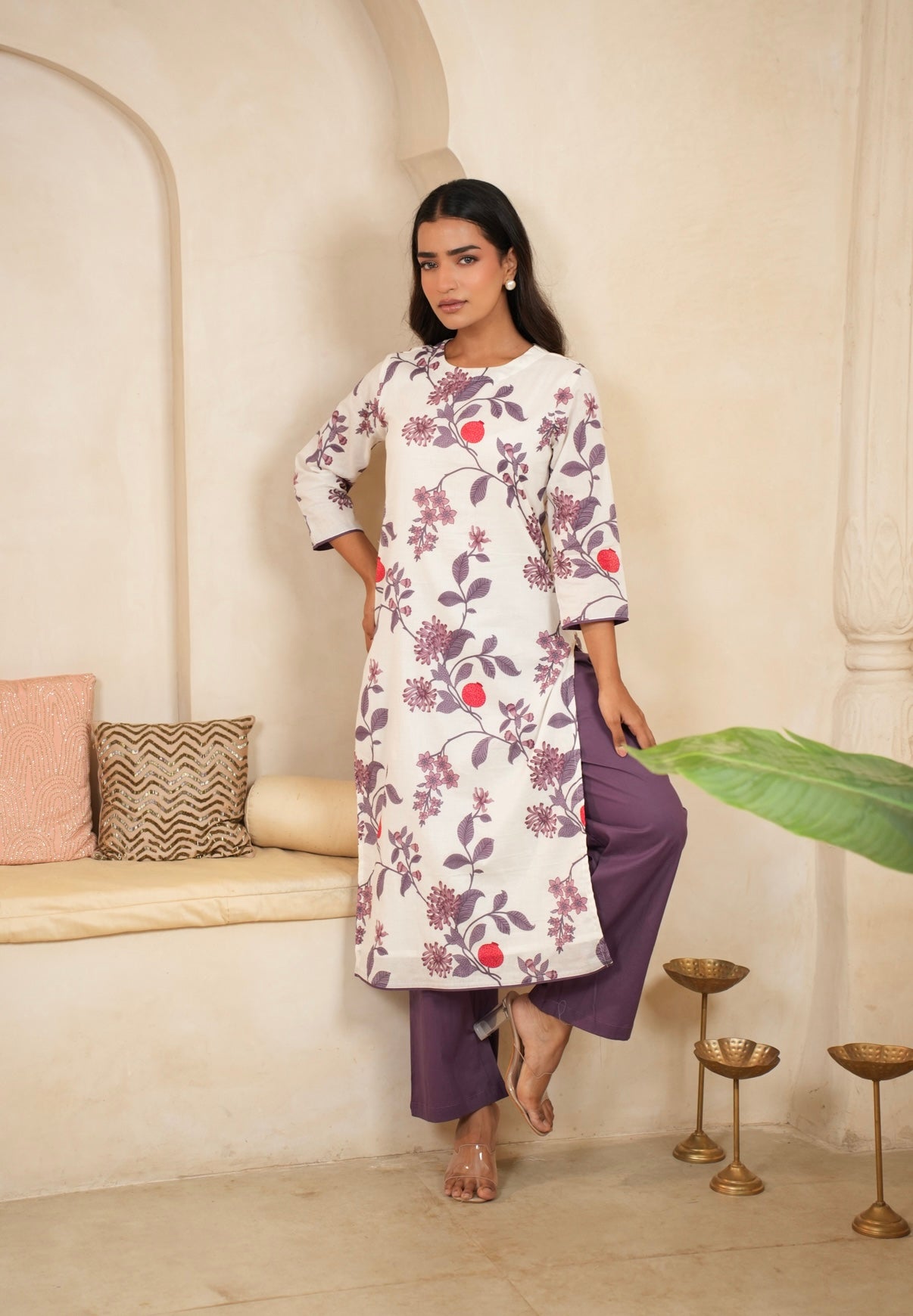 Pomegranate Garden Cotton Mal Mal Kurta Set