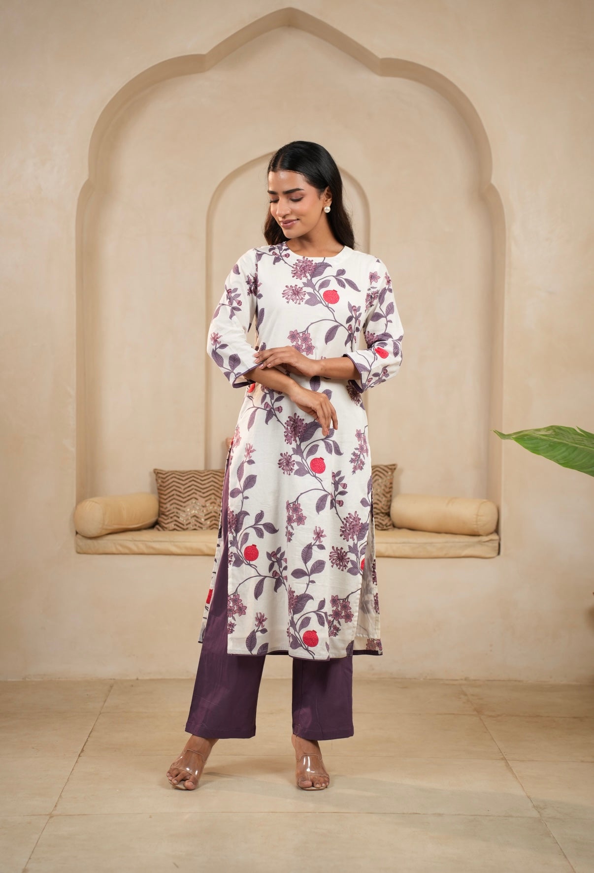 Pomegranate Garden Cotton Mal Mal Kurta Set