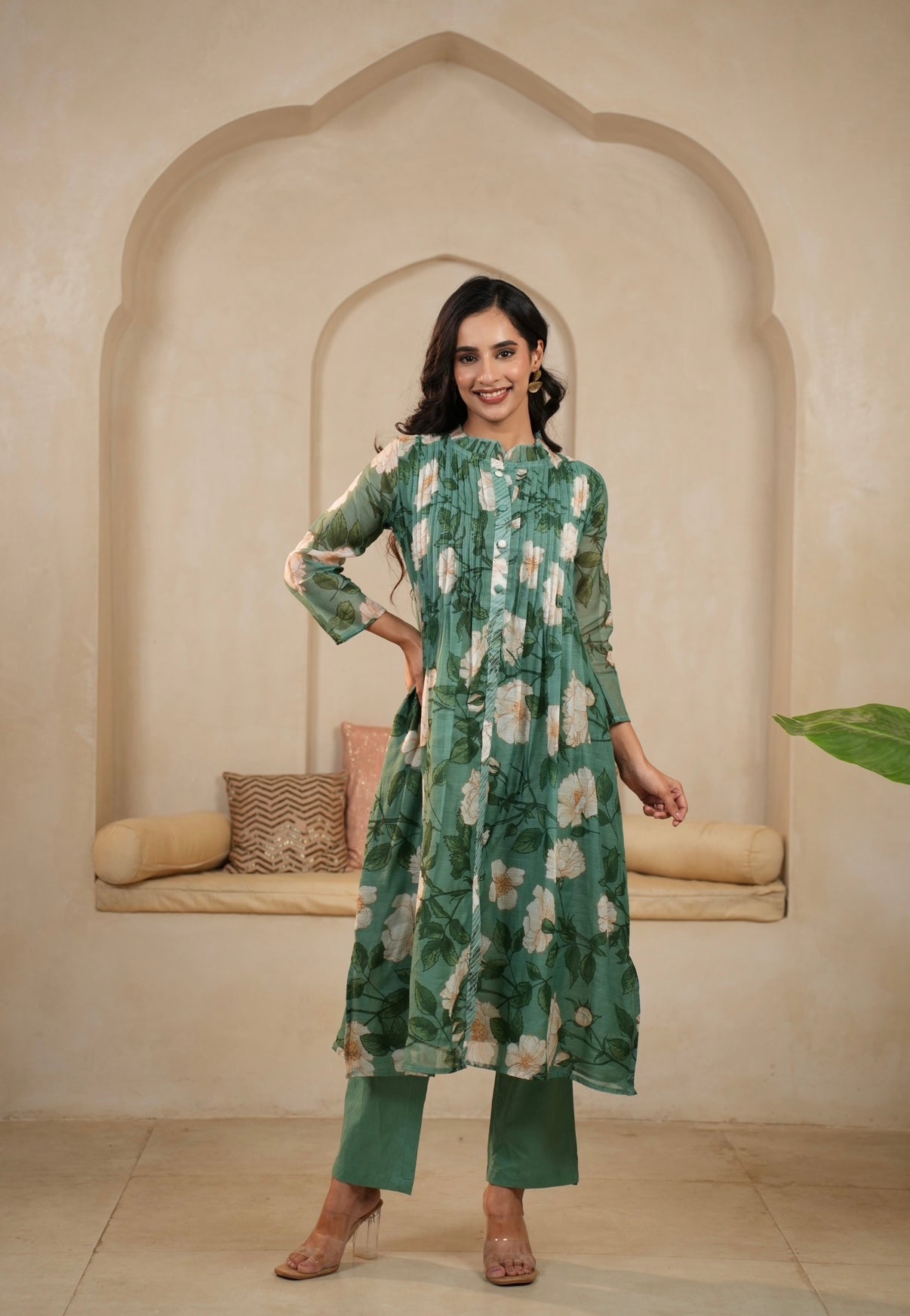 Green Meadow Mal Chanderi Kurta Set
