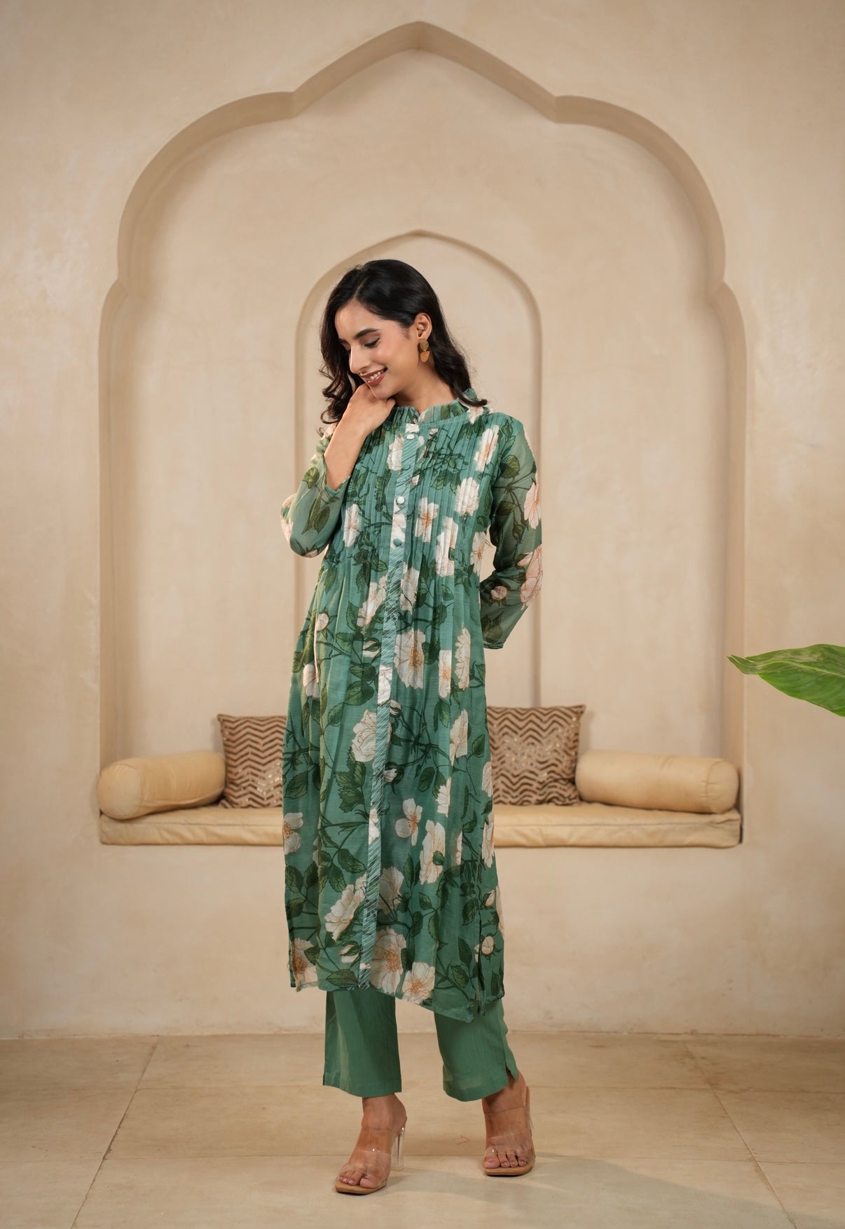 Green Meadow Mal Chanderi Kurta Set