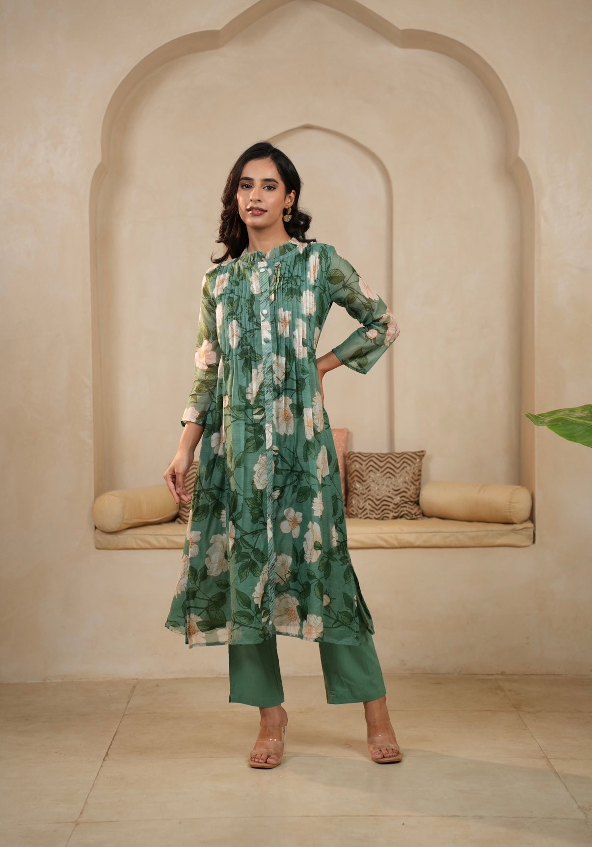 Green Meadow Mal Chanderi Kurta Set