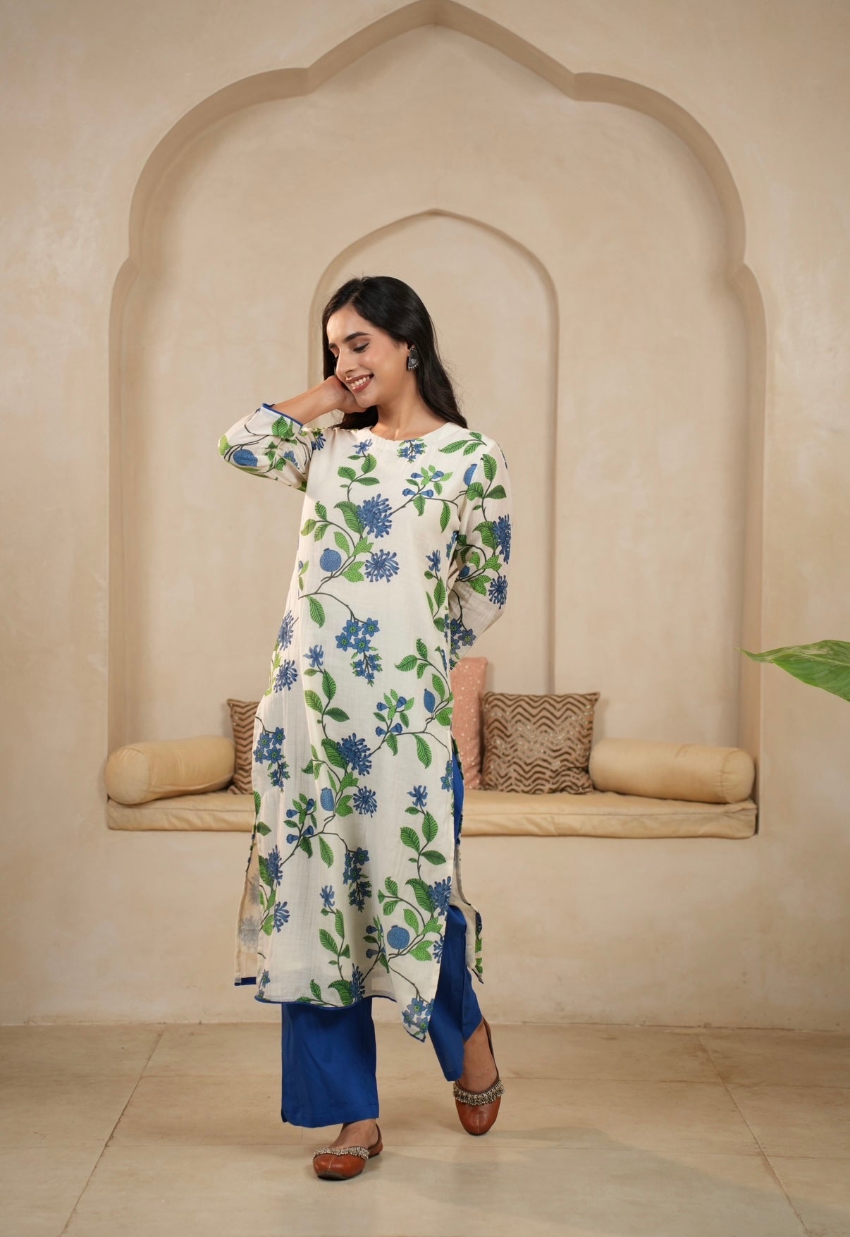 Indigo Garden Mal Chanderi Kurta Set