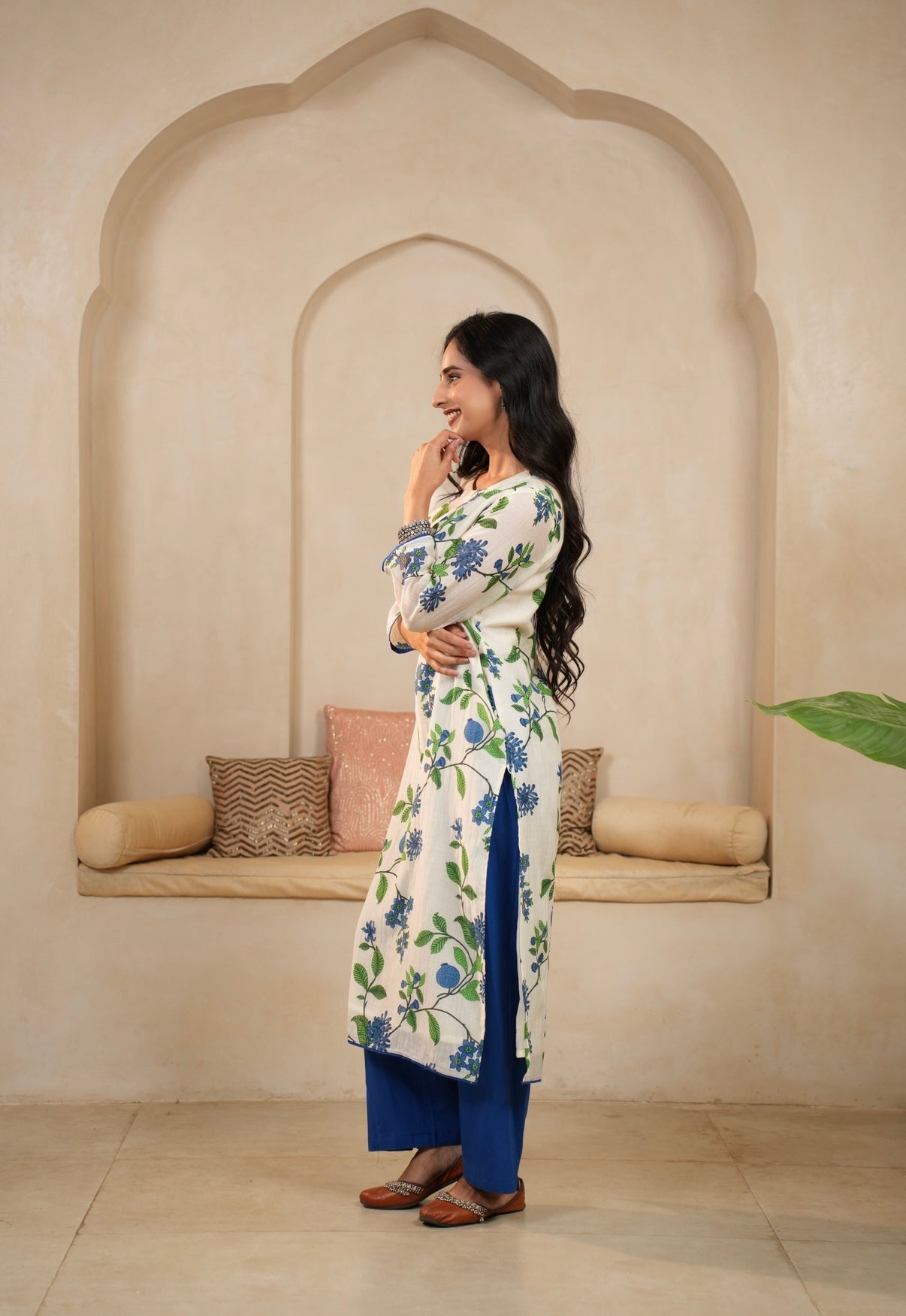 Indigo Garden Mal Chanderi Kurta Set